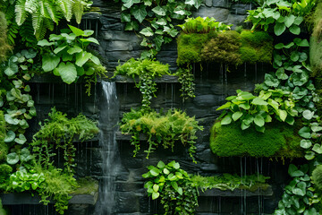 Moss-Clad Wall Bringing Nature Inside. Generative AI