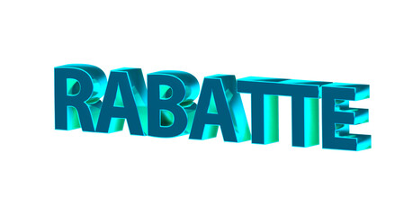 Rabatte türkise plakative 3D-Schrift, Aktionsangebot, Ermäßigung, Vergünstigung, Sonderpreis, Schnäppchen, reduziert, Preisnachlass, Aktion, Sonderaktion, Gutschein-Code, Rendering, Freisteller