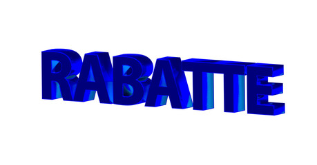 Rabatte blaue plakative 3D-Schrift, Aktionsangebot, Ermäßigung, Vergünstigung, Sonderpreis, Schnäppchen, reduziert, Preisnachlass, Aktion, Sonderaktion, Gutschein-Code, Rendering, Freisteller