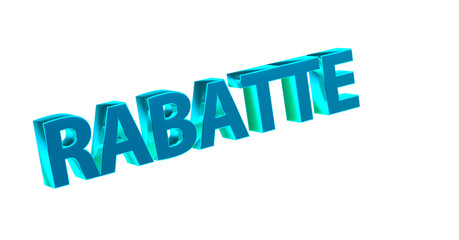 Rabatte türkise plakative 3D-Schrift, Aktionsangebot, Ermäßigung, Vergünstigung, Sonderpreis, Schnäppchen, reduziert, Preisnachlass, Aktion, Sonderaktion, Gutschein-Code, Rendering, Freisteller