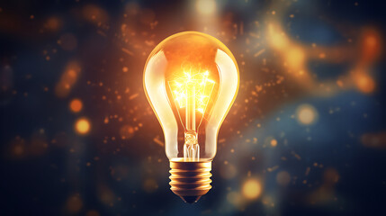 light bulb turns on partially bright idea on business success banner concept background - obrazy, fototapety, plakaty