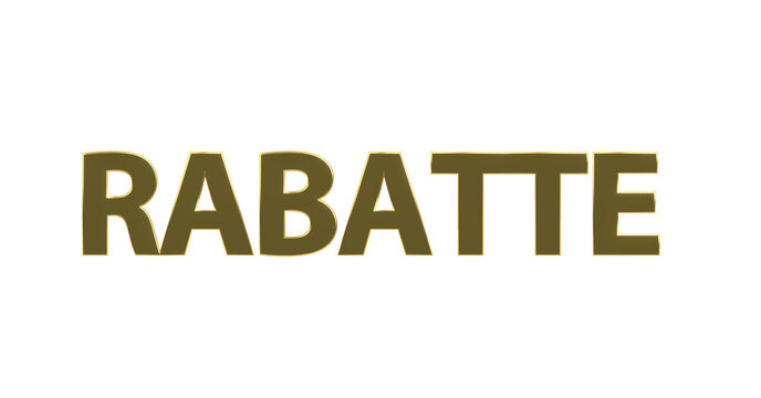 Rabatte goldene plakative 3D-Schrift, Aktionsangebot, Erm&auml;&szlig;igung, Verg&uuml;nstigung, Sonderpreis, Schn&auml;ppchen, reduziert, Preisnachlass, Aktion, Sonderaktion, Gutschein-Code, Rendering, Freisteller