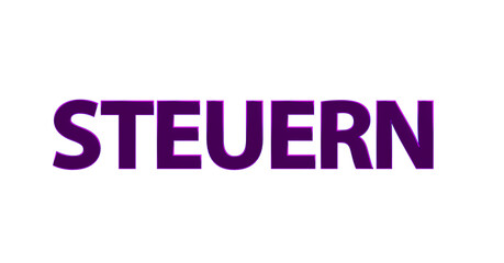 Steuern - violette plakative 3D-Schrift, Abgaben, Finanzamt, Einkommensteuer, Umsatzsteuer, Körperschaftsteuer, Mehrwertsteuer, Steuerpflicht, Business, Freisteller, Rendering