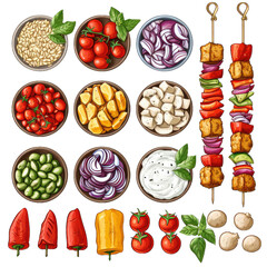 Craft Your Kebab Adventure Clipart of a DIY kebab bar for personalized customization