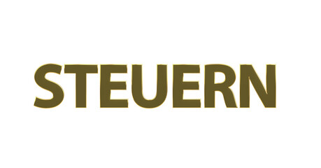 Steuern - goldene plakative 3D-Schrift, Abgaben, Finanzamt, Einkommensteuer, Umsatzsteuer, K&ouml;rperschaftsteuer, Mehrwertsteuer, Steuerpflicht, Business, Freisteller, Rendering