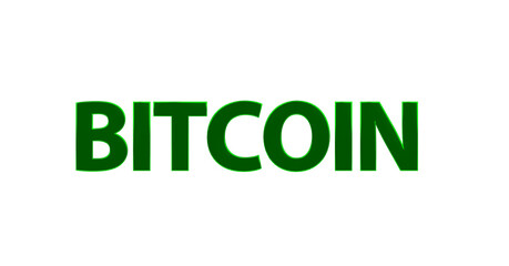 Bitcoin - grüne plakative 3D-Schrift, Kryptowährung, digitale Währung, Finanzen, Investition, Geldanlage, Wirtschaft, anonym, Freisteller, Rendering
