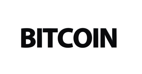 Bitcoin - schwarze plakative 3D-Schrift, Kryptowährung, digitale Währung, Finanzen, Investition, Geldanlage, Wirtschaft, anonym, Freisteller, Rendering

