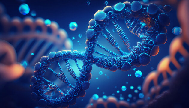 DNA molecule under the microscope. Generated by AI