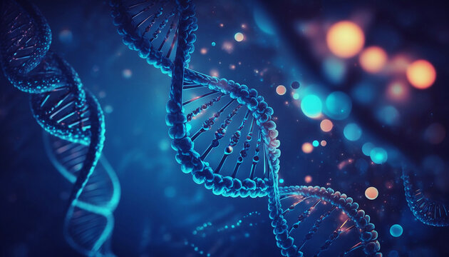 DNA molecule under the microscope. Generated by AI