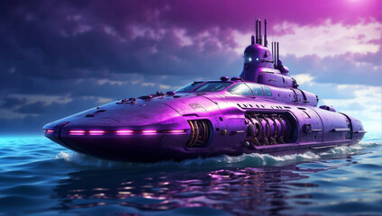 A submarine in cyberpunk style