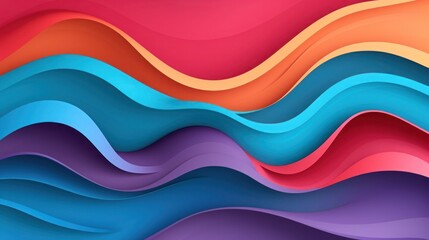 Abstract realistic papercut decoration textured with cardboard wavy layers rainbow colors. Cover layout material design template