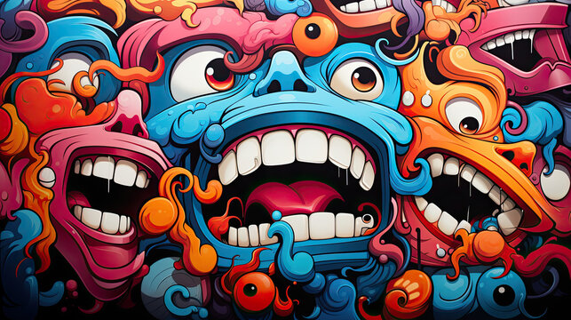 Fototapeta Graffiti wall abstract background. Idea for artistic pop art background backdrop. 