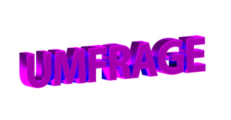 Umfrage - goldene plakative 3D-Schrift, Meinungsumfrage, online Umfrage, Wahlumfrage, Umfrage Auswertung, Meinung, anonym, Trend, Wünsche, Interessen, Marketing, Marktforschung, Rendering, Freisteller