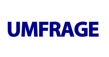 Umfrage - blaue plakative 3D-Schrift, Meinungsumfrage, online Umfrage, Wahlumfrage, Umfrage Auswertung, Meinung, anonym, Trend, Wünsche, Interessen, Marketing, Marktforschung, Rendering, Freisteller