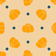 abstract autumn seamless pattern with pumpkins dots in orange
