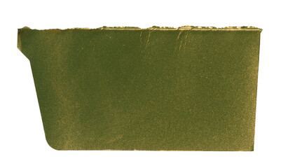 Torn piece of yellow cardboard with glitter on isolated background