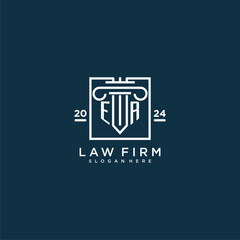 ER initial monogram logo for lawfirm with pillar design in creative square