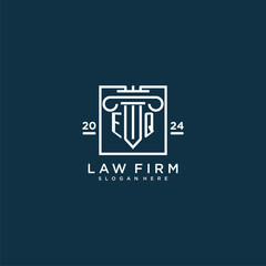 EQ initial monogram logo for lawfirm with pillar design in creative square