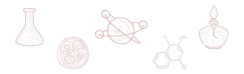 Different Lab and Chemistry Hand Drawn Element Vector Set