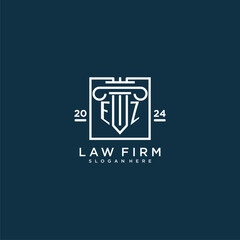 EZ initial monogram logo for lawfirm with pillar design in creative square