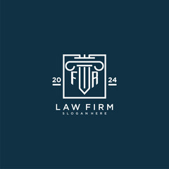 FR initial monogram logo for lawfirm with pillar design in creative square