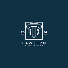 GX initial monogram logo for lawfirm with pillar design in creative square