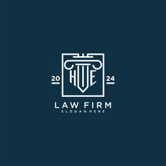 HE initial monogram logo for lawfirm with pillar design in creative square