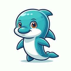 Cartoon character dolphin, flat colors