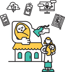 シンプルな線画の産婦人科のイラスト（人物）