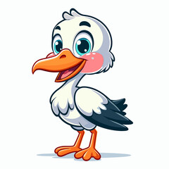 Fototapeta premium Stork cartoon character, flat colors