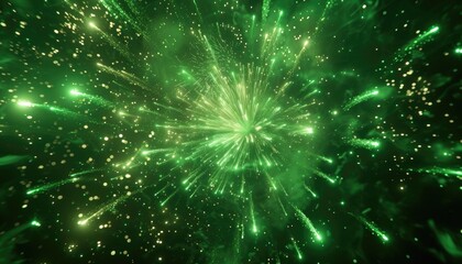Obraz premium Green fireworks in the night sky
