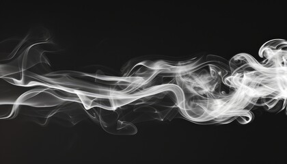 Abstract white smoke texture isolated on clear black background