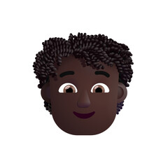 Person: Dark Skin Tone, Curly Hair