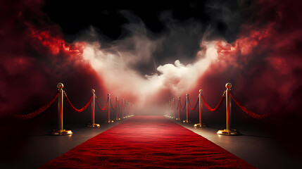 Luxurious and elegant red carpet staircase, holiday awards ceremony event