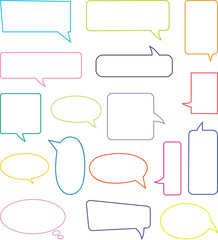 Obraz premium Speech Bubble blank empty line icon set. Talk cloud speech bubbles colorful collection vector isolated on transparent background. Outline vintage design pop art trendy style chat symbol