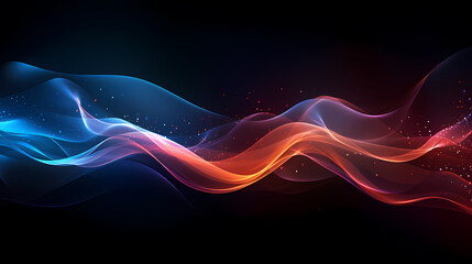 Obraz premium Future digital technology, abstract digital waves and particles on dark background