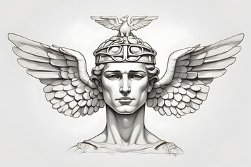 Front view of aesthetics Hermes illustration on white background