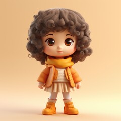 3D illustration of a cute cartoon girl.