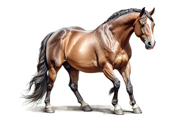 Fototapeta premium Front view of isolated horse illustration on white background