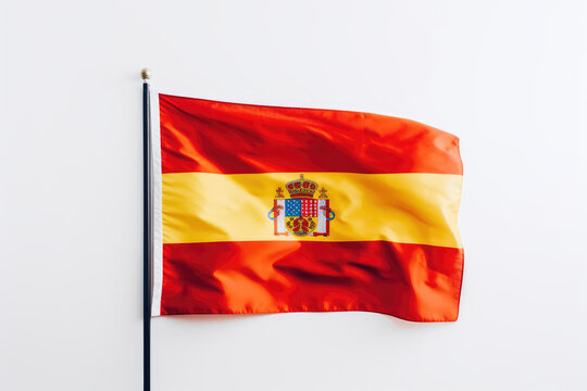Spain flag for independence day, white background