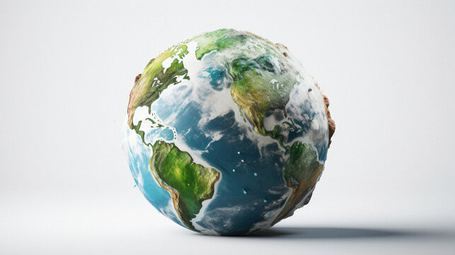 Earth globe on white background. Elements of this image furnished by NASA