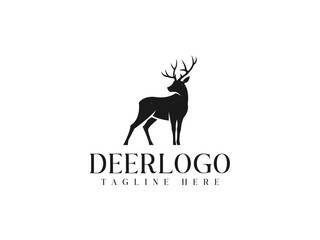 deer logo vector illustration. deer silhouette logo template