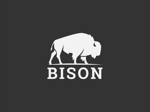 bison logo vector illustration. buffalo bison silhouette logo template