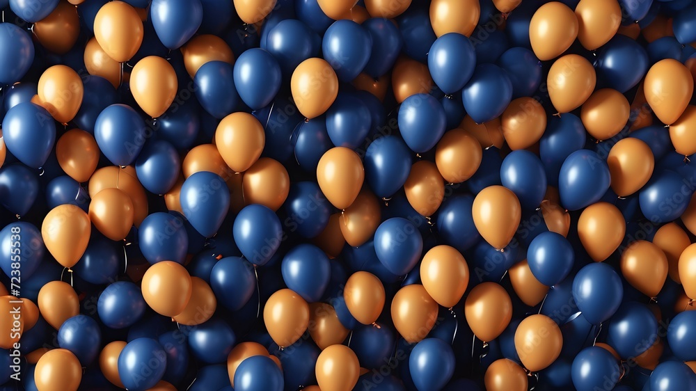 Wall mural balloon texture. background of many orange and blue balloons