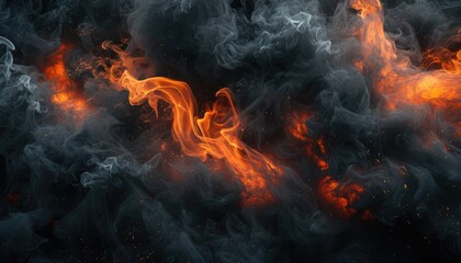 Realistic fire and smoke texture background