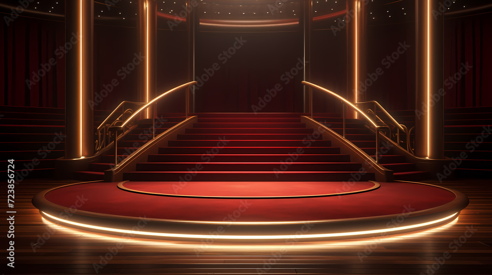 Canvas Prints Luxurious and elegant red carpet staircase, holiday awards ceremony event