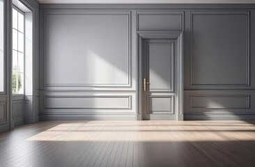 Gray door and walls in an empty room