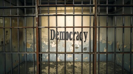 Democracy in prison - a symbolic representation of totalitarian systems.