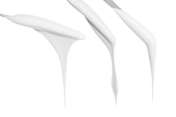 Smears of white cream on empty background