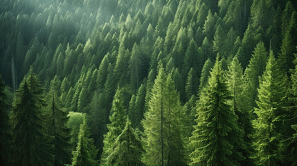 Landscape of coniferous forest in the Carpathian mountains